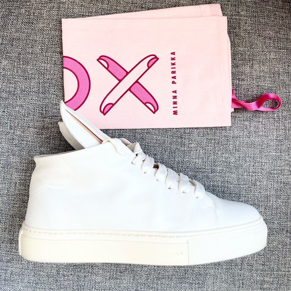 Minna Parikka White Leather Bunny Ears High Top Sneakers size 37